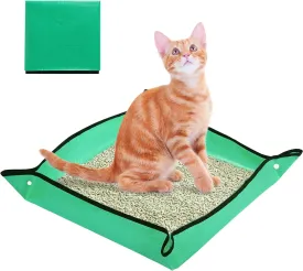 1 PCS Travel Litter Box for Cats,Portable Litter Box for Cats, Foldable and Packable, Large Sized Waterproof Cat, Ideal for Cat Travel Car & Camping