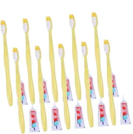 10Pcs Disposable Travel Toothbrush and Toothpaste Kit Mixed Colors for Hotels Convenient Essentials for Guests for Go Oral Care