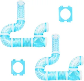 2 Hamster Tube Kits, DIY Hamster Tunnel Adventure with External Pipe, Transparent Connection Track for Rat, Mouse & Small Animal Sports, Expand Cage Space