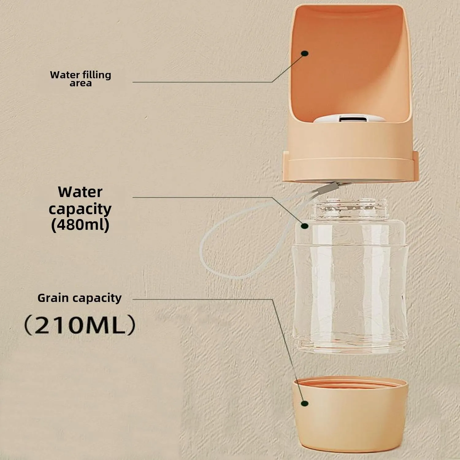 2 in 1 Collapsible Dog Portable Water Bottle and Food Storage Container - Travel Water Bottle is Leak Proof. Stores 16 Oz and 7 Oz of Food, Ideal for Travel, Camping and Dog Walking (Green/Gray/Pink)