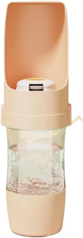 2 in 1 Collapsible Dog Portable Water Bottle and Food Storage Container - Travel Water Bottle is Leak Proof. Stores 16 Oz and 7 Oz of Food, Ideal for Travel, Camping and Dog Walking (Green/Gray/Pink)