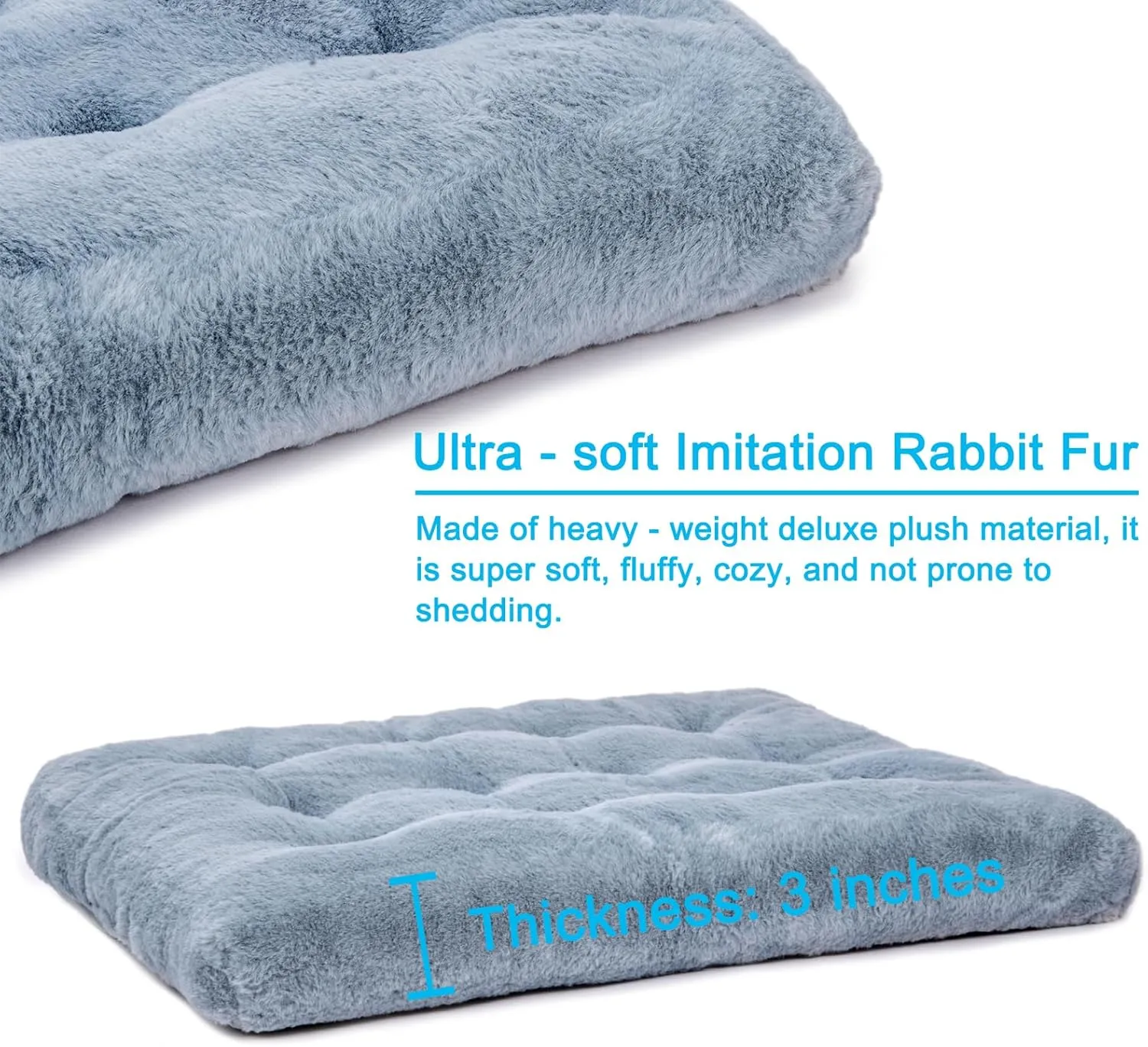 2 Pack Washable Dog Bed, Deluxe Plush Dog Crate Beds with Anti-Slip, Comfy Kennel Pad Pet Sleeping Mat for Large, Medium and Small Dogs (2 Pack x Grey, 35.0" L x 23.0" W x 3.0" Th)