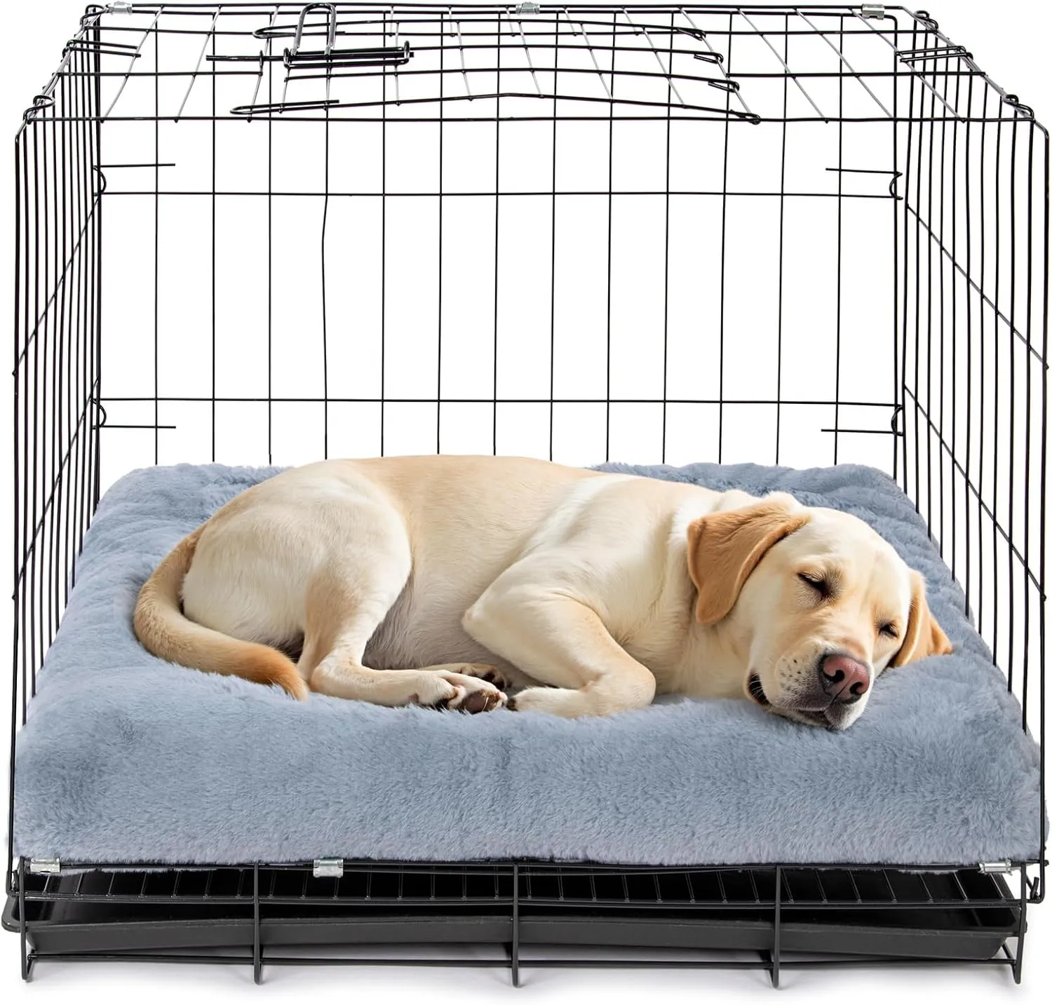2 Pack Washable Dog Bed, Deluxe Plush Dog Crate Beds with Anti-Slip, Comfy Kennel Pad Pet Sleeping Mat for Large, Medium and Small Dogs (2 Pack x Grey, 35.0" L x 23.0" W x 3.0" Th)