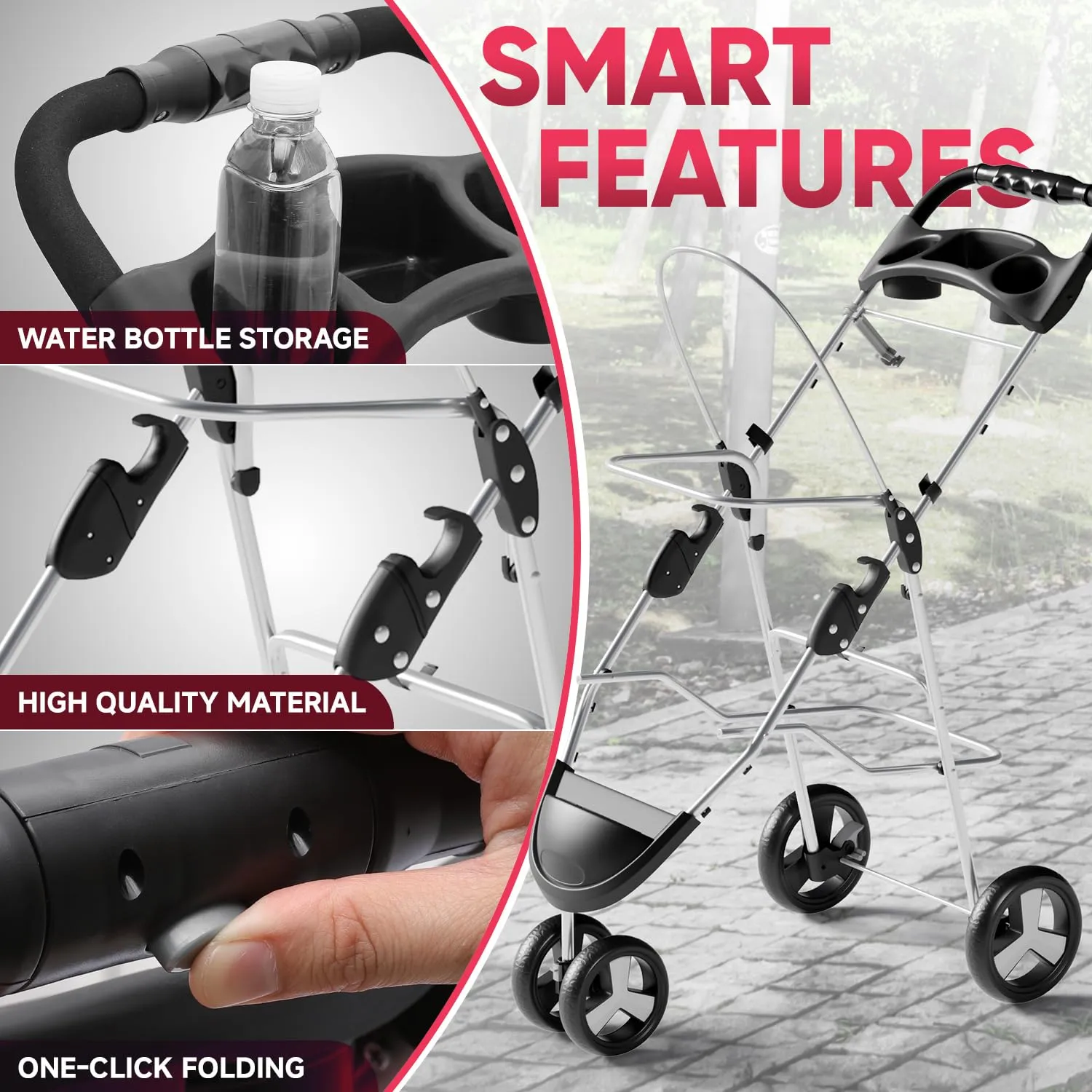 3-Wheel Foldable Cat & Dog Stroller - Water-Resistant Oxford Fabric, Safety Brakes & Storage Baske, CAAP-DGS-A78-GY