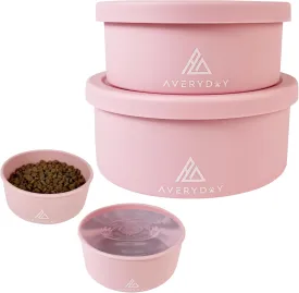30 Oz Travel Dog Bowls with Lids, 2-in-1 Portable Pet Bowls for Food and Water, Leakproof Travel Dog Food & Water Bowl for Outdoor, Camping, Travel Dog Feeding Bowl, Daycare Pet Bowls