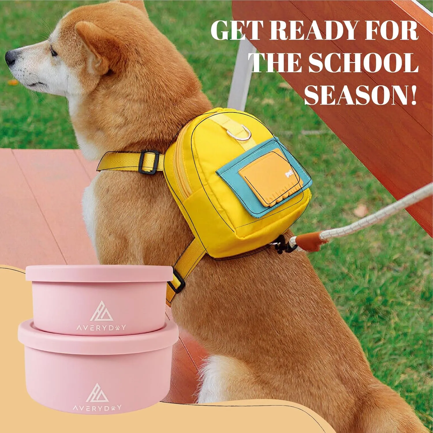 30 Oz Travel Dog Bowls with Lids, 2-in-1 Portable Pet Bowls for Food and Water, Leakproof Travel Dog Food & Water Bowl for Outdoor, Camping, Travel Dog Feeding Bowl, Daycare Pet Bowls