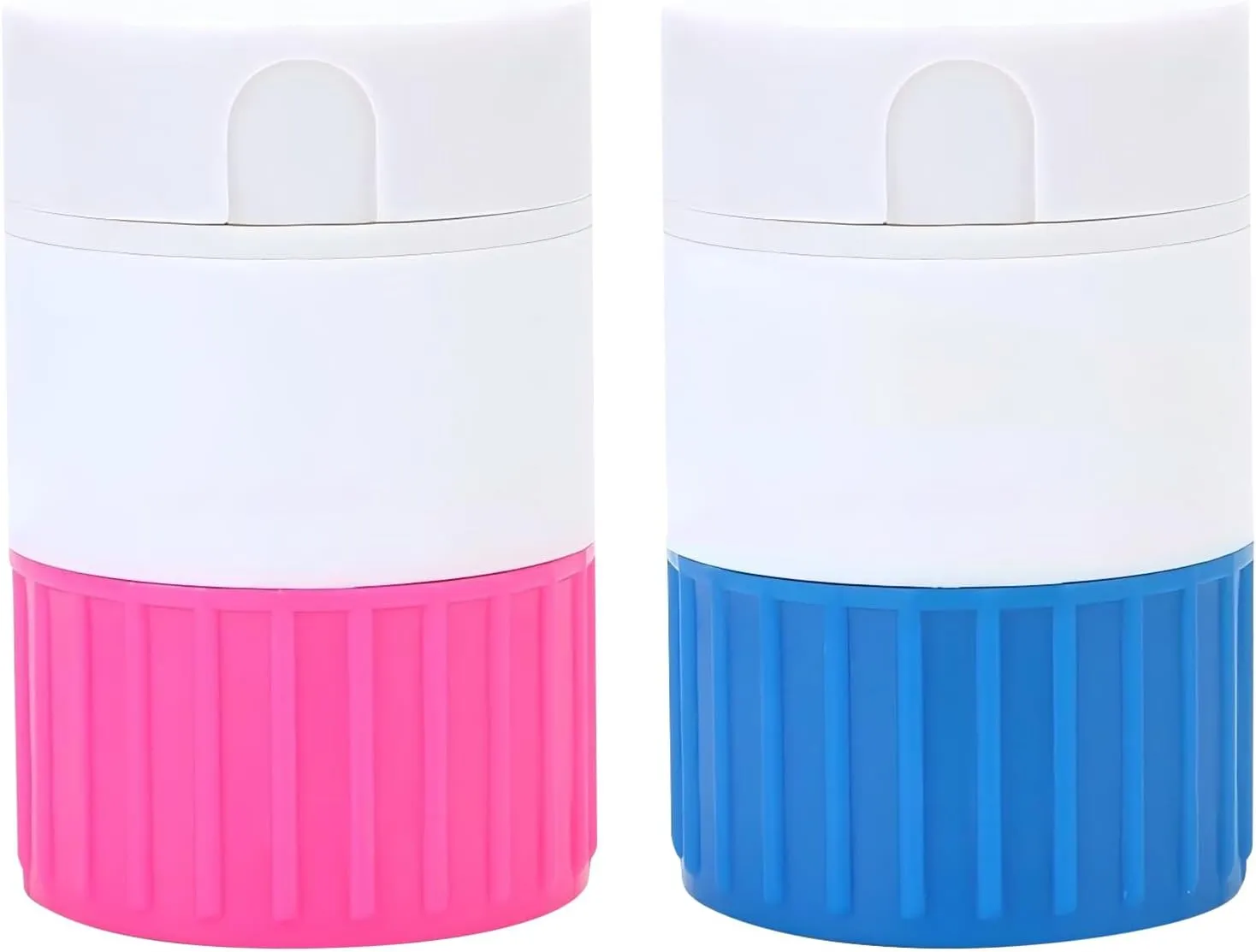 4-in-1 Pill Crusher & Cutter Set Multi-Function Grinder with Storage, Perfect for Small Pills, Portable Pill Splitter with Storage Box, Ideal for Elderly, Pets & Travel (Blue& Pink Compact Size)