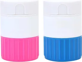 4-in-1 Pill Crusher & Cutter Set Multi-Function Grinder with Storage, Perfect for Small Pills, Portable Pill Splitter with Storage Box, Ideal for Elderly, Pets & Travel (Blue& Pink Compact Size)