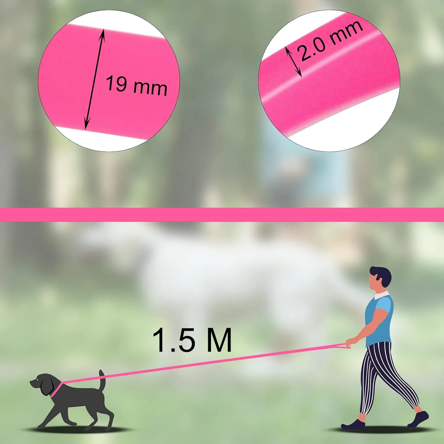 5ft Pink Long Leash - Waterproof Training Dog Leash for Recall, Swimming, Camping, Beach, Hunting, Walking