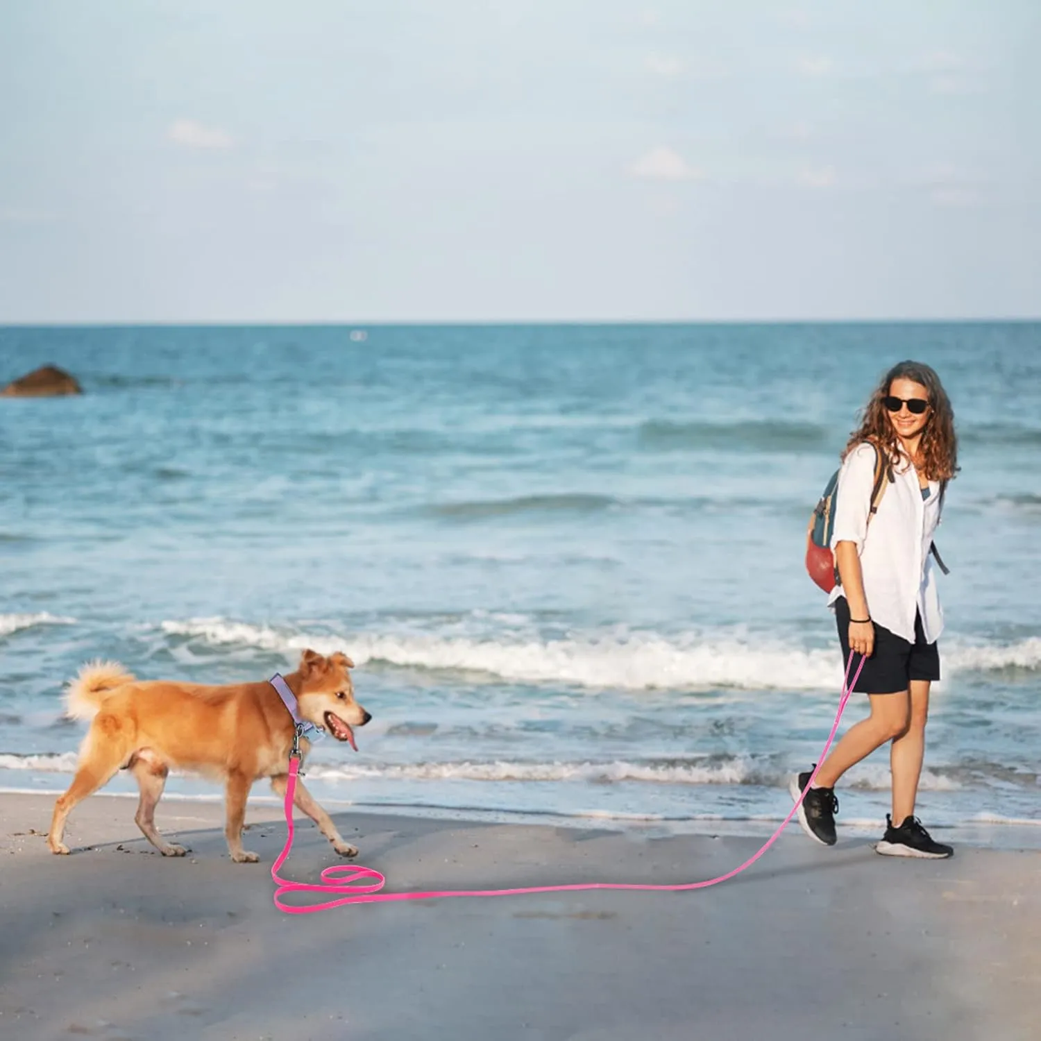 5ft Pink Long Leash - Waterproof Training Dog Leash for Recall, Swimming, Camping, Beach, Hunting, Walking