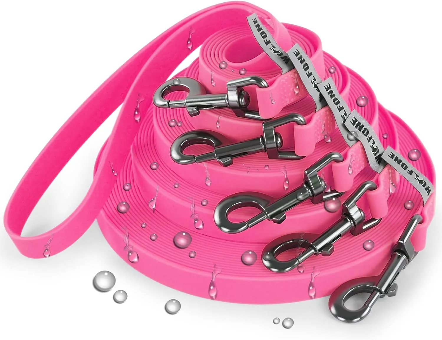 5ft Pink Long Leash - Waterproof Training Dog Leash for Recall, Swimming, Camping, Beach, Hunting, Walking