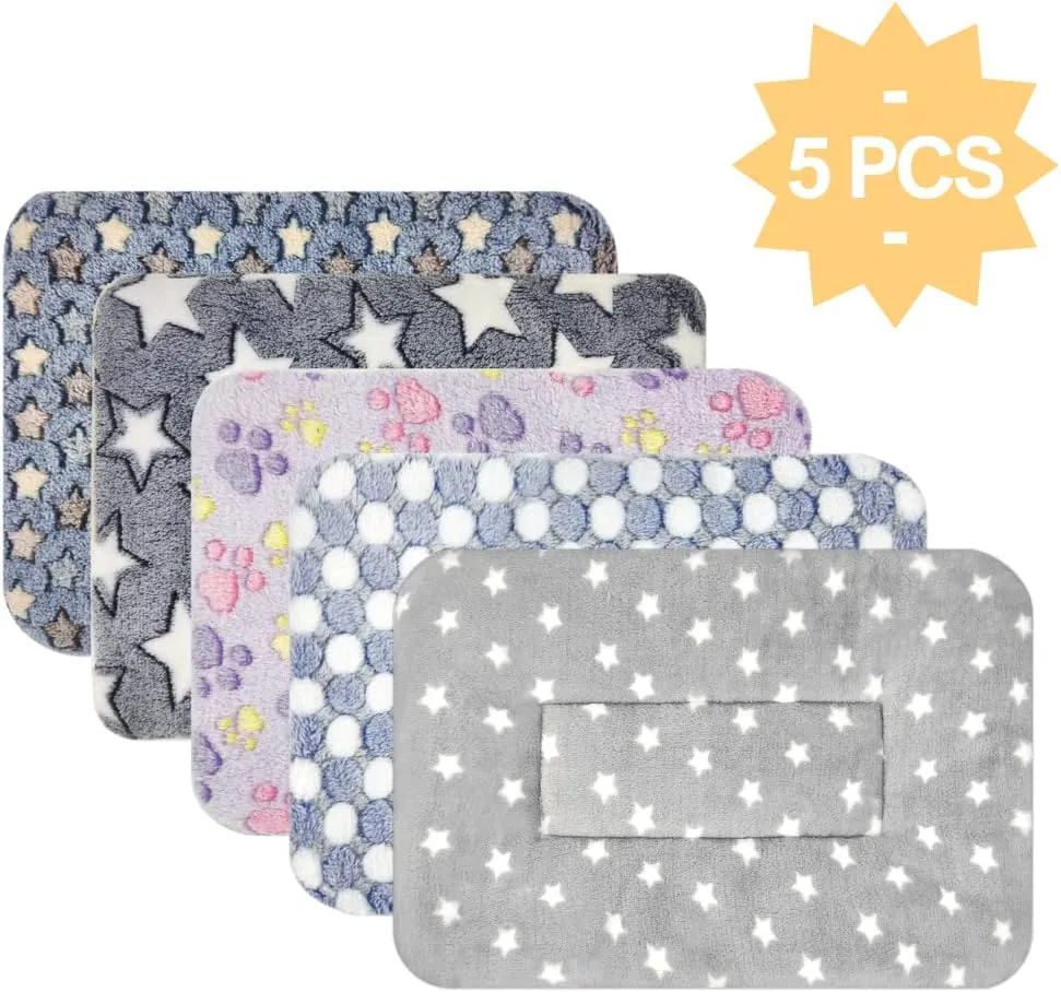 5PCS Guinea Pig Bed Soft Rabbit Bedding Cage Liner Warm Bunny Mats Pee Pads Fleece Blanket Plush Hamster Sleep Beds Ferret Squirrel Hedgehog Rat