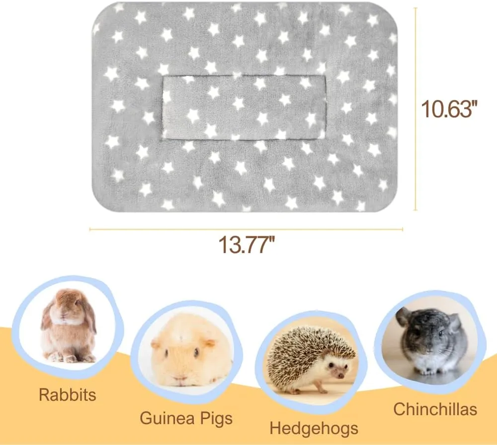 5PCS Guinea Pig Bed Soft Rabbit Bedding Cage Liner Warm Bunny Mats Pee Pads Fleece Blanket Plush Hamster Sleep Beds Ferret Squirrel Hedgehog Rat