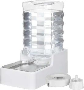 8L Upgraded Automatic Large Capacity Dog and Cat Water Dispenser with Stainless Steel Bowl,100% BPA-Free,Gravity Waterer,Suitable for Medium and Large-Sized Cats and Dogs (White, 8L )