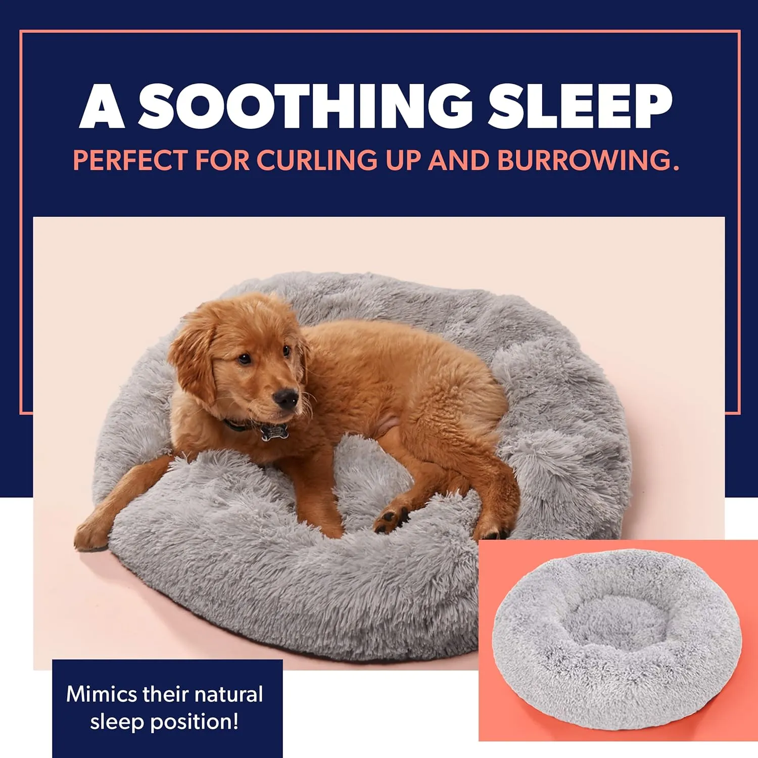 Active Pets Large Dog Bed, Calming Orthopedic Pet Bedding for Anxiety Relief, Joint Support & Comfort, Washable Dog Furniture, M 45lbs, Dark Grey