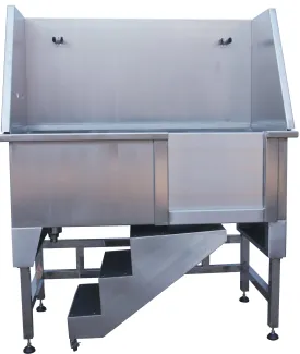 Aeolus Deluxe Stainless Steel Grooming Bathtub with Stairs
