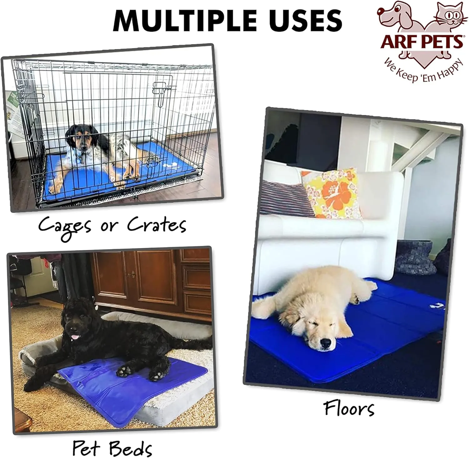 Arf Pets Dog Cooling Mat 27 x 43 Pad for Kennels, Crates and Beds, Non-Toxic, Durable Solid Self Cooling Gel Material. No Refrigeration or Electricity Needed