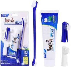 Best Dog Toothbrush & Toothpaste Kit for Beabull and Other Mixed Breed Dogs Dogs - Natural Ingredients Reduce Plaque, Whiten Teeth, Freshen Breath