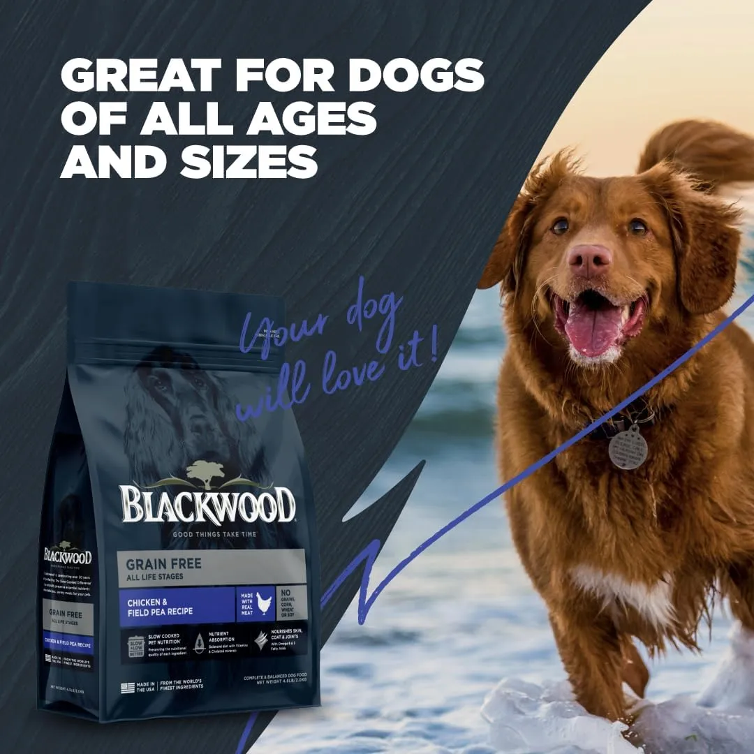 Blackwood Grain Free Dry Dog Food, Chicken & Field Pea Recipe, 10 Pound Bag for All Life Stages, Slow Cooked with Vitamins & Minerals for a Balanced Diet