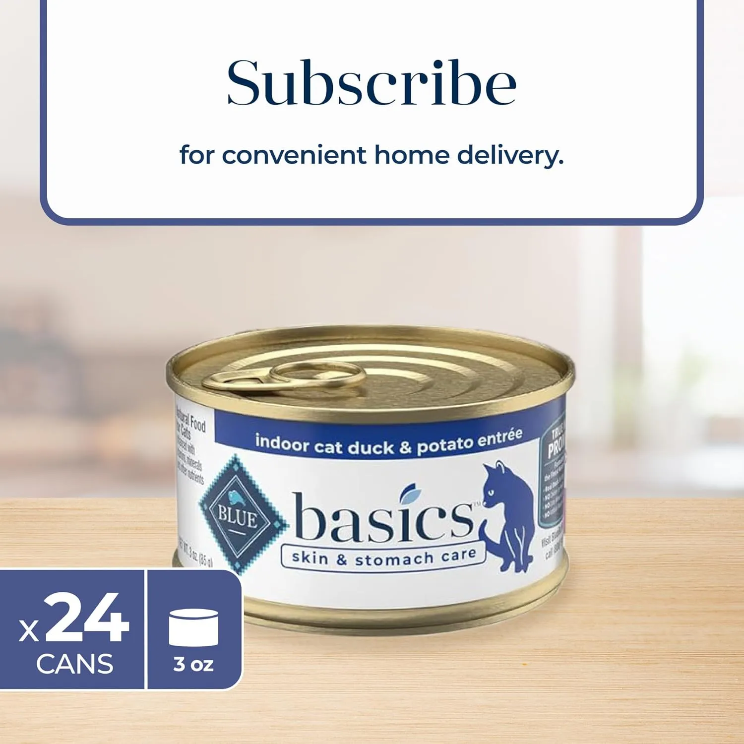 Blue Buffalo Basics Grain-Free Wet Cat Food, Skin & Stomach Care, Limited Ingredient Diet for Indoor Cats, Duck & Potato Entre, 3-oz Cans (24 Count)