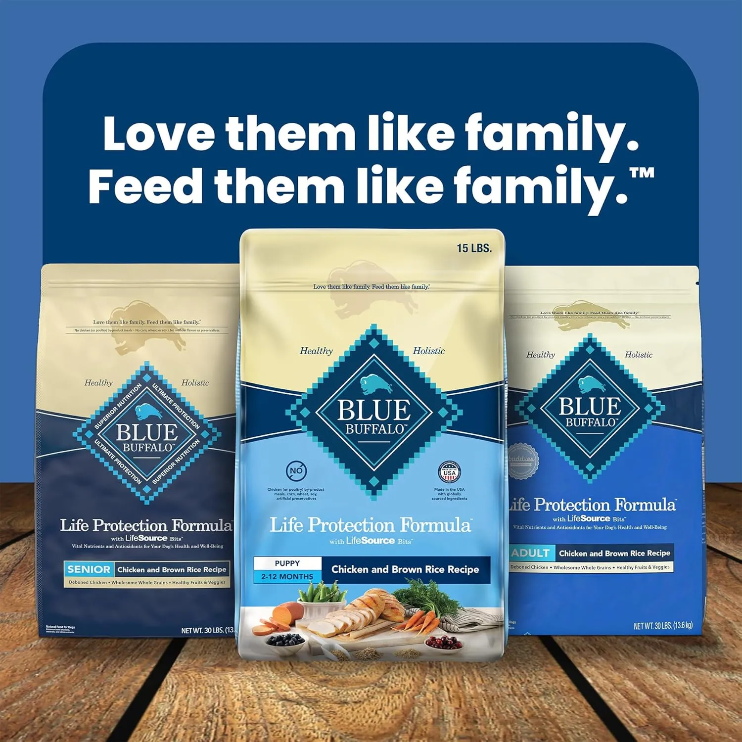 Blue Buffalo Life Protection Formula Puppy Dry Dog Food with DHA and ARA, Made with Natural Ingredients, Chicken & Brown Rice Recipe, 15-lb Bag