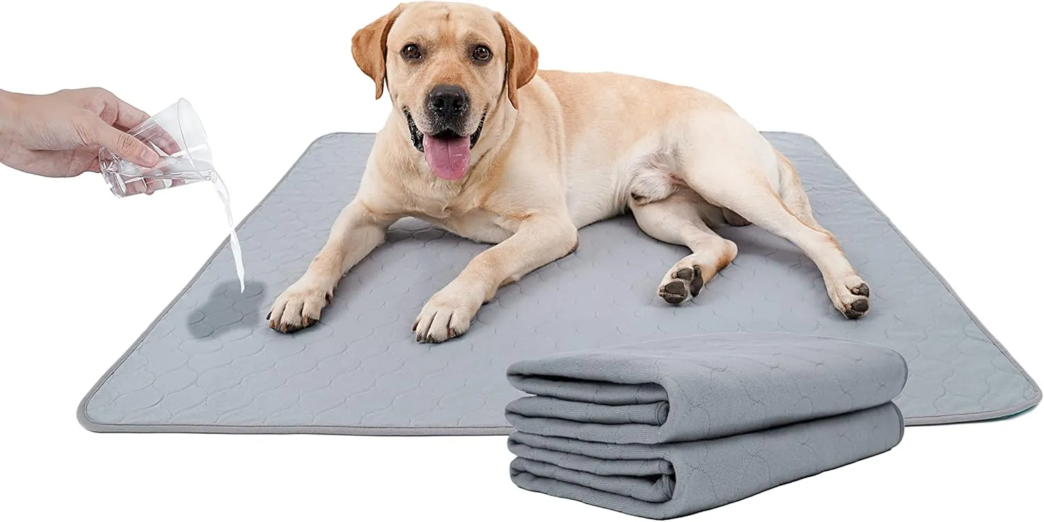 BODISEINT Washable Dog Pee Pads, Quilted Reusable Puppy Pee Pads for Dogs, Whelping Pads Dog Bed Pen Mat Absorbent Pet Dog Potty Training Pads for Playpen, Crate (41 x 41 Inch (2 Pack,Gray))