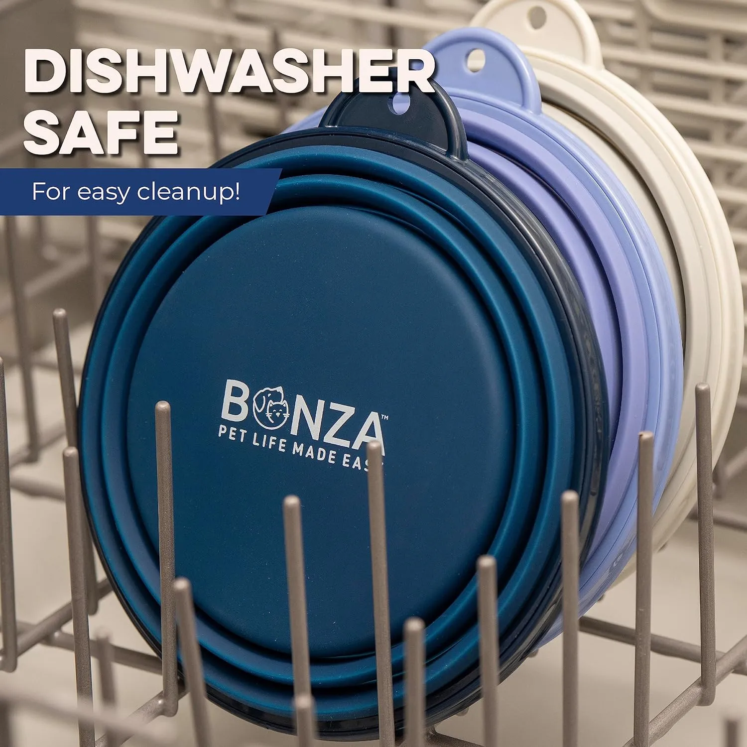 Bonza by Leash Boss Large Collapsible Dog Bowl 1000 mL, Sturdy Reinforced Rim, Includes Carabiner & Water Bottle Holder Keychain, Moss Green