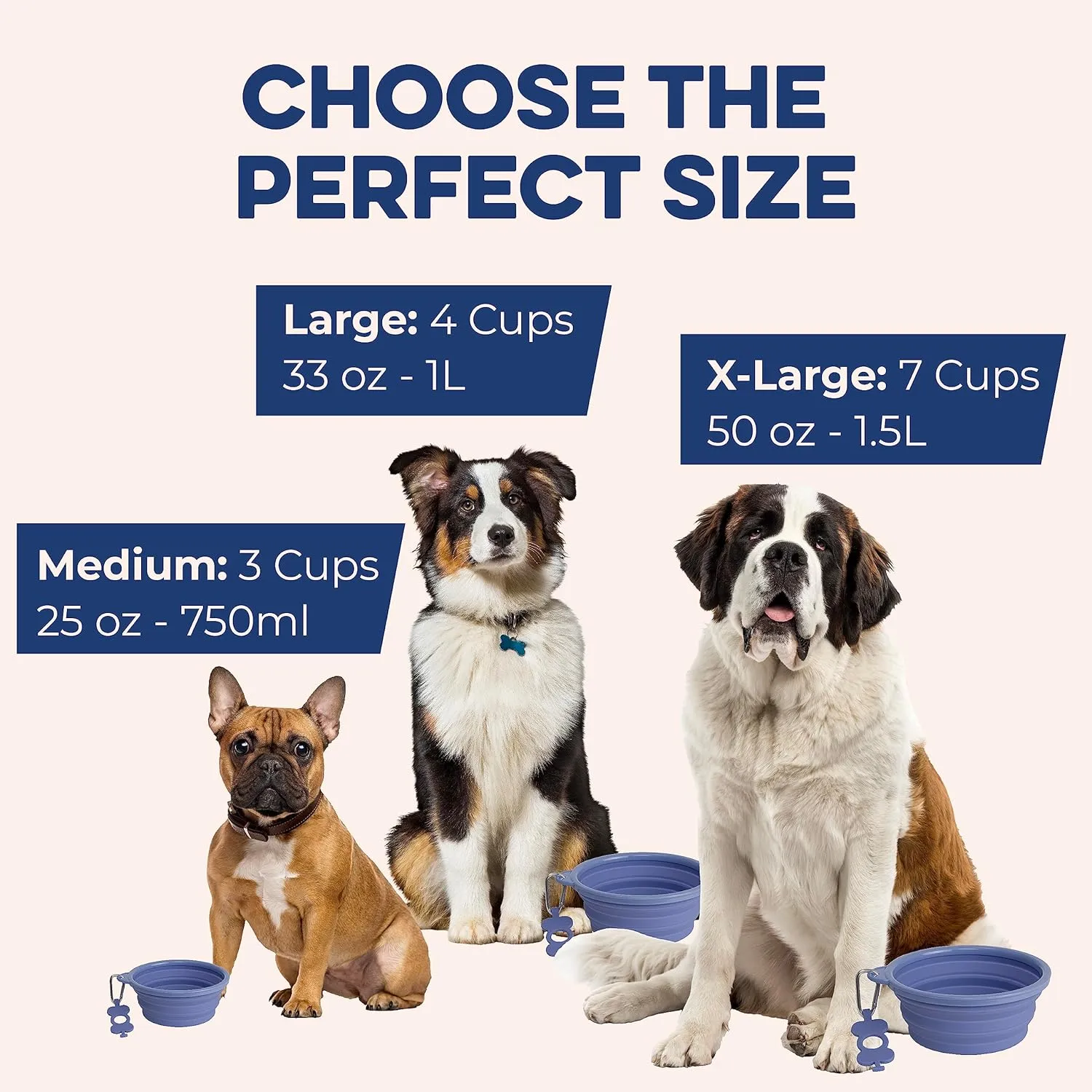 Bonza by Leash Boss Large Collapsible Dog Bowl 1000 mL, Sturdy Reinforced Rim, Includes Carabiner & Water Bottle Holder Keychain, Moss Green