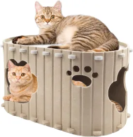 Cat Cave Cat House for Indoor Cats, Covered Cats Cave Beds & Furniture, Cat Bed Cave for Multiple Cats Up to 22 Lbs, Scratch Resistant Breathable Foldable Cats Cave Beds/Hideaway/Cubes