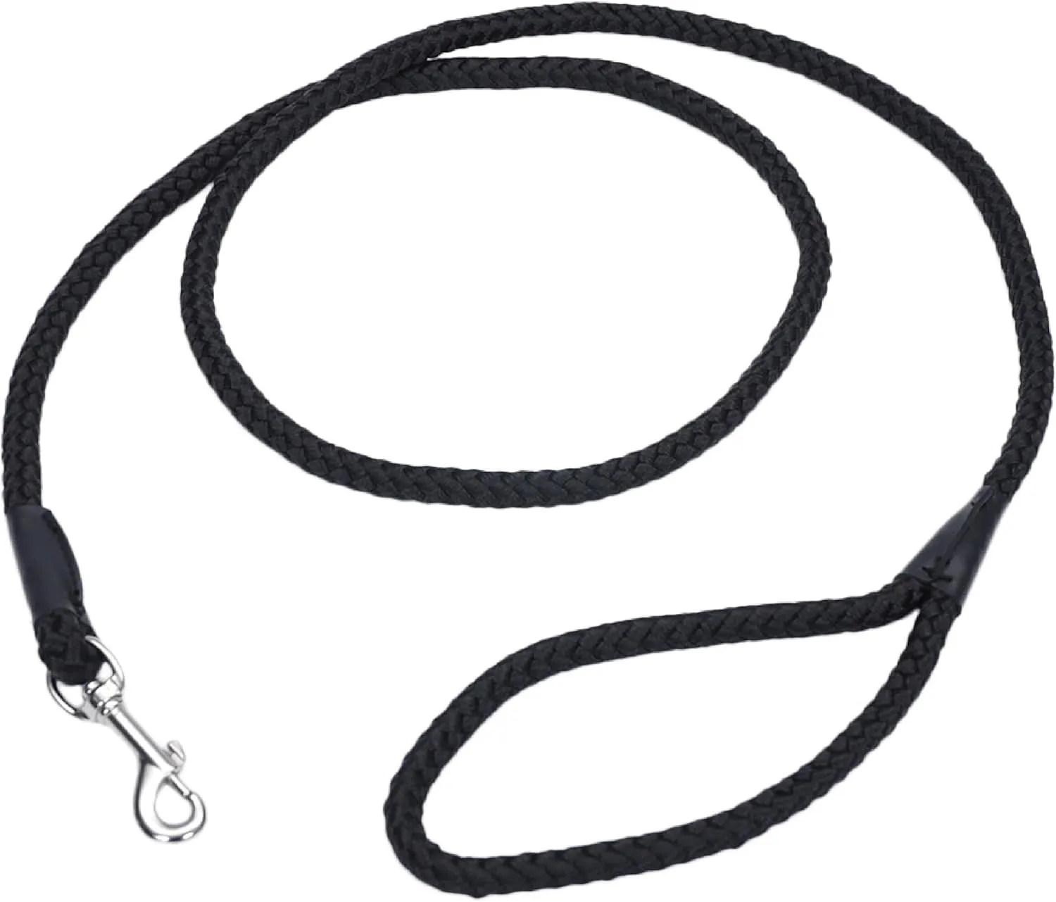 Coastal Pet Rope Dog Leash - Tangle-Free Walking - Soft-Braided Nylon - Fade-Resistant Colors with Snap Swivel Hook - Black, 1/2" x 6'
