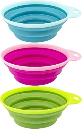 Collapsible Silicone Pet Bowl Travel Set  3-Piece Portable Food and Water Bowls for Dogs and Cats, Ideal for Home, Camping, and Travel