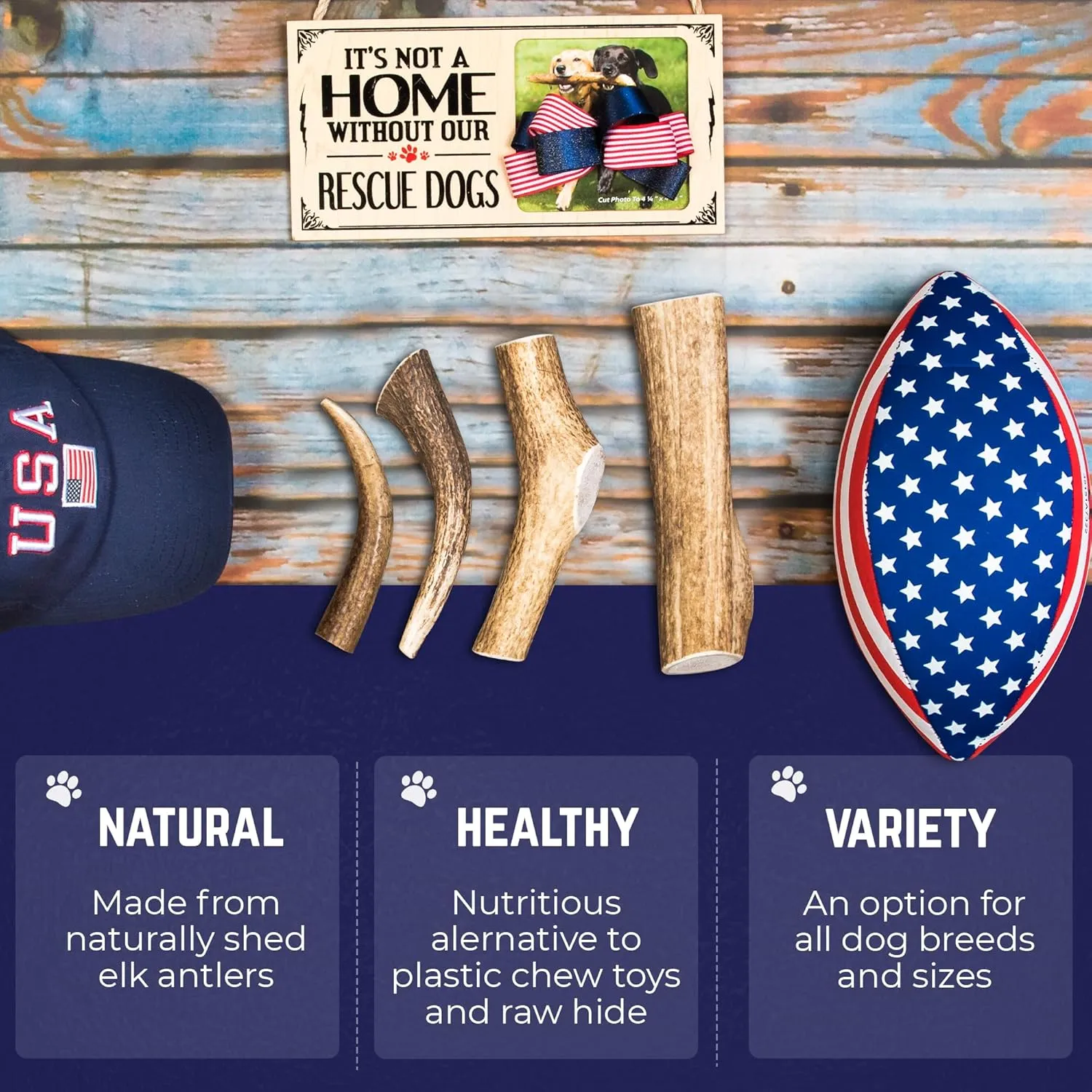 Devil Dog Pet Co. Elk Antlers for Dogs, Large 6" , 1 Pack, Grade A Long Lasting Chew for Aggressive Chewers, Premium USA Naturally Shed Antler  Healthy, No Odor, Durable Dog Chew