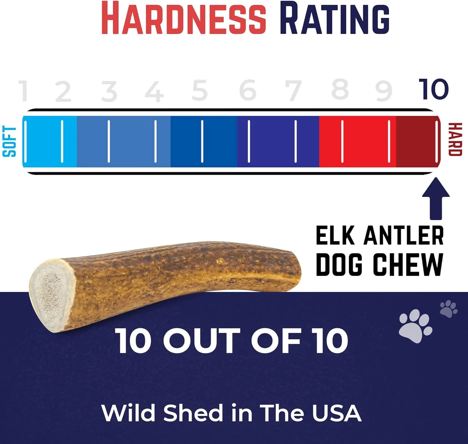Devil Dog Pet Co. Elk Antlers for Dogs, Large 6" , 1 Pack, Grade A Long Lasting Chew for Aggressive Chewers, Premium USA Naturally Shed Antler  Healthy, No Odor, Durable Dog Chew