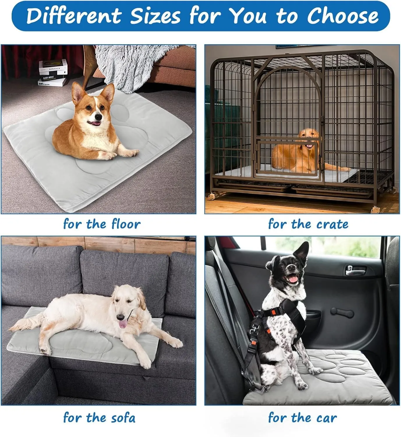 Dog Mat for Crate, Dog Bed Mat with Anti-Slip Bottom 23"x 36", Warm Pet Bed Mat, Machine Washable Pet Mattress for Pet Sleeping