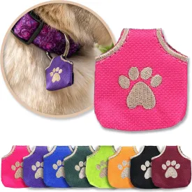 Dog Tag Cover, Pink Pawprint - Quiet Noisy Pet Tags - Fits Up to Four Pet IDs - Dog Tag Cover Protects Metal Pet IDs from Tarnish, Made of Durable Nylon, Universal Fit, Machine Washable