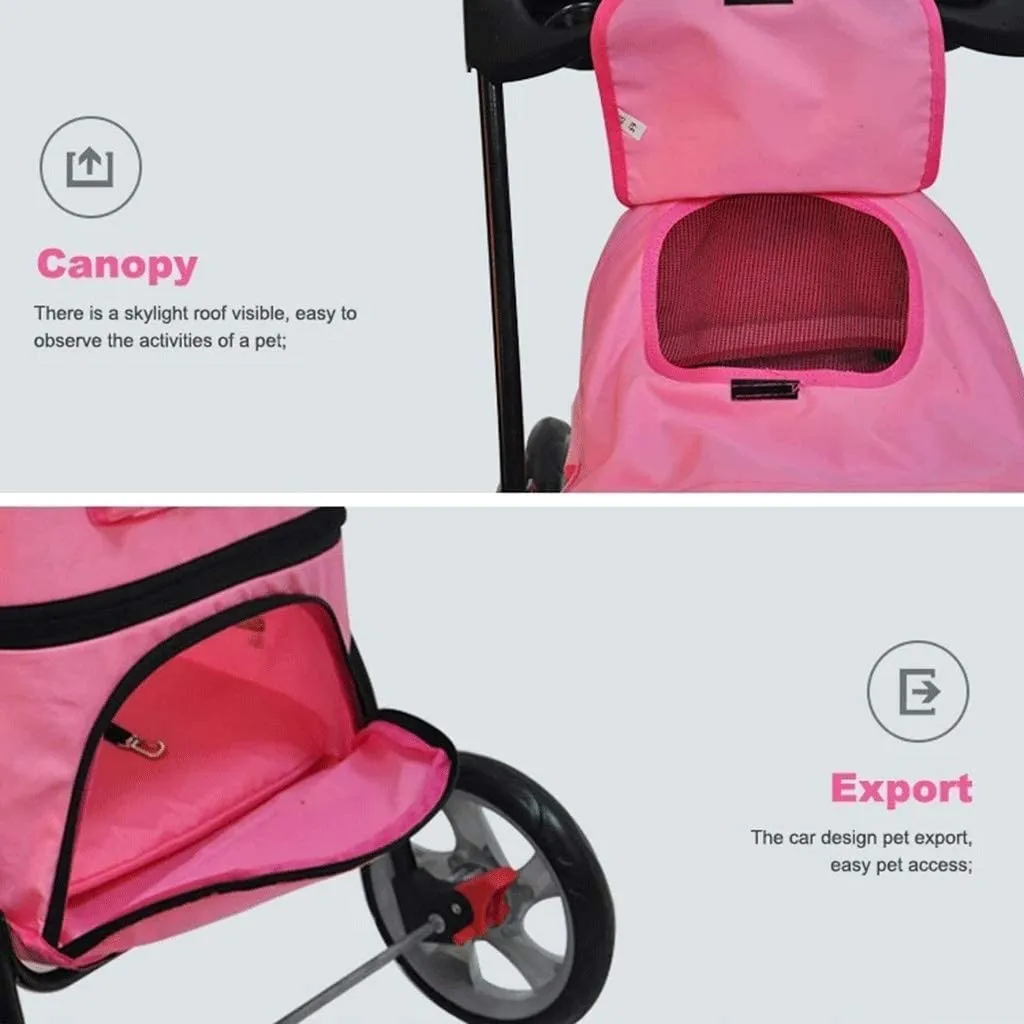 Double Dog Stroller Removable Pet Travel Stroller Foldable at Dog Pushchair Trolley Front Swivel Wheels and Rear Brake Maximum Weight 15Kg Pet Travel Stroller