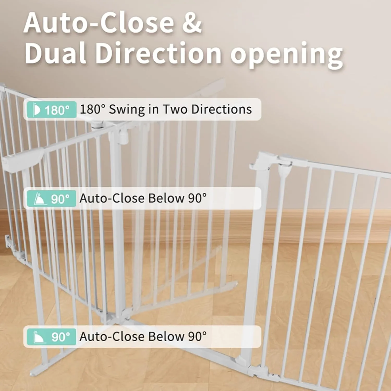 Extra Wide Baby Gate, 30" Tall 71" Wide Configurable Baby Gate Fireplace Safety Fence, Metal Pet Safety Playpen for Toddler/Pet/Dog Christmas Tree Fence (Whtie,3-Panel)