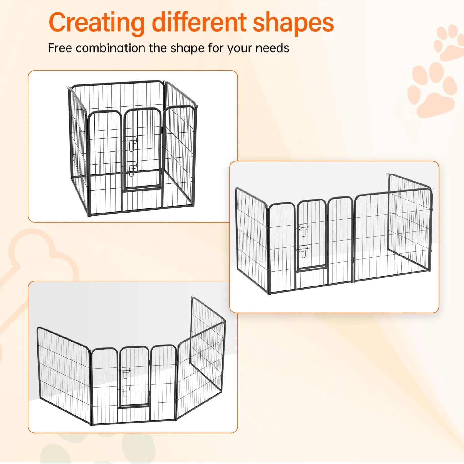 FDW Dog Playpen Dog Pen Dog Kennel 4 Panels 32 Inch Height Indoor Outdoor Folding Metal Portable Puppy Exercise Pen Heavy Duty Dog Fence for Yard Camping,Black