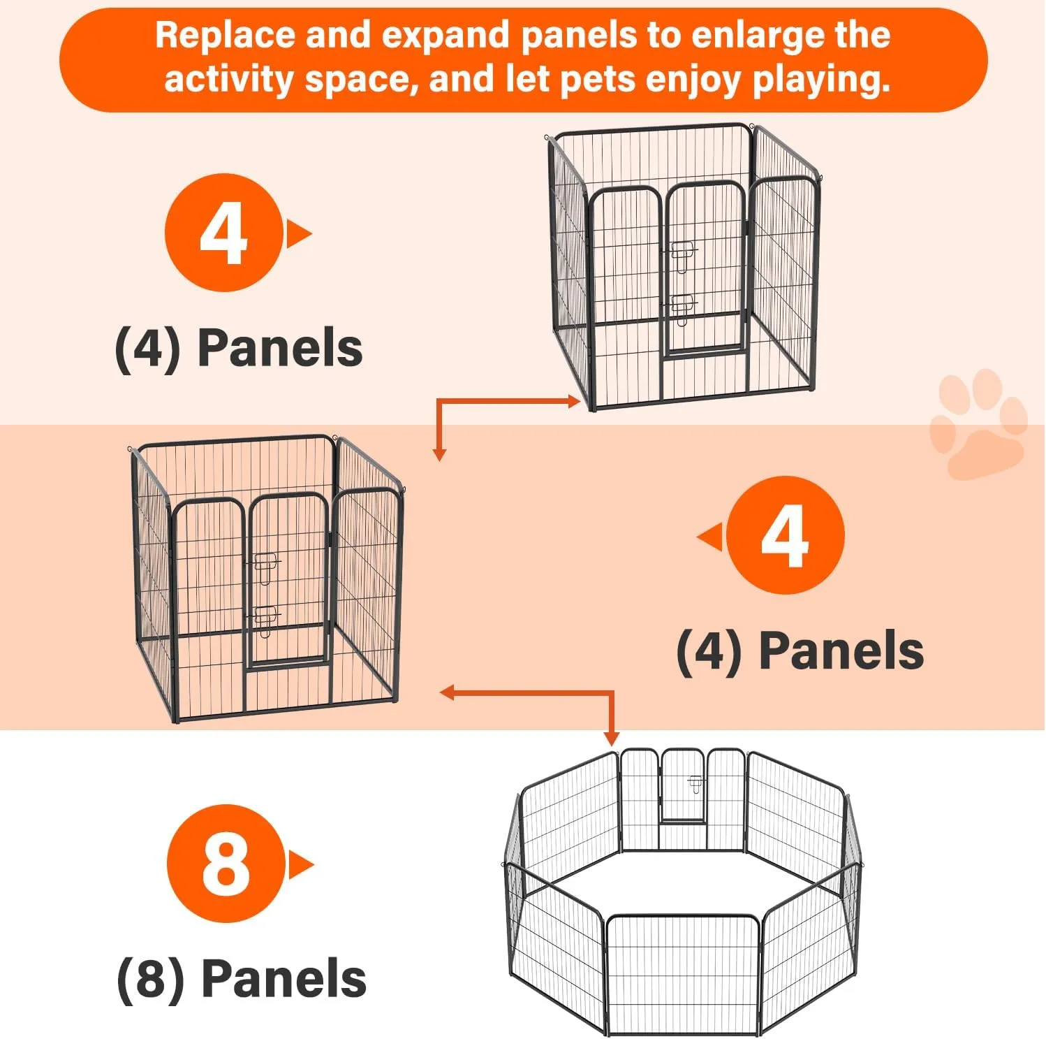 FDW Dog Playpen Dog Pen Dog Kennel 4 Panels 32 Inch Height Indoor Outdoor Folding Metal Portable Puppy Exercise Pen Heavy Duty Dog Fence for Yard Camping,Black