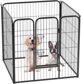 FDW Dog Playpen Dog Pen Dog Kennel 4 Panels 32 Inch Height Indoor Outdoor Folding Metal Portable Puppy Exercise Pen Heavy Duty Dog Fence for Yard Camping,Black