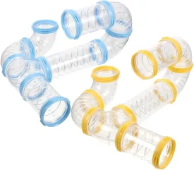 Hamster Tunnels and Tubes, 2-Pack Transparent Hamster Tube Toy DIY Cage Connection Tunnels, Creative External Pipes for Mouse Rat and Other Small Animal