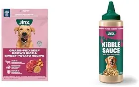Jinx Premium Dog Food Bundle - Real Beef & Brown Rice Dry Dog Food (11.5lb) with Beef Bone Broth Kibble Sauce (12 Oz)