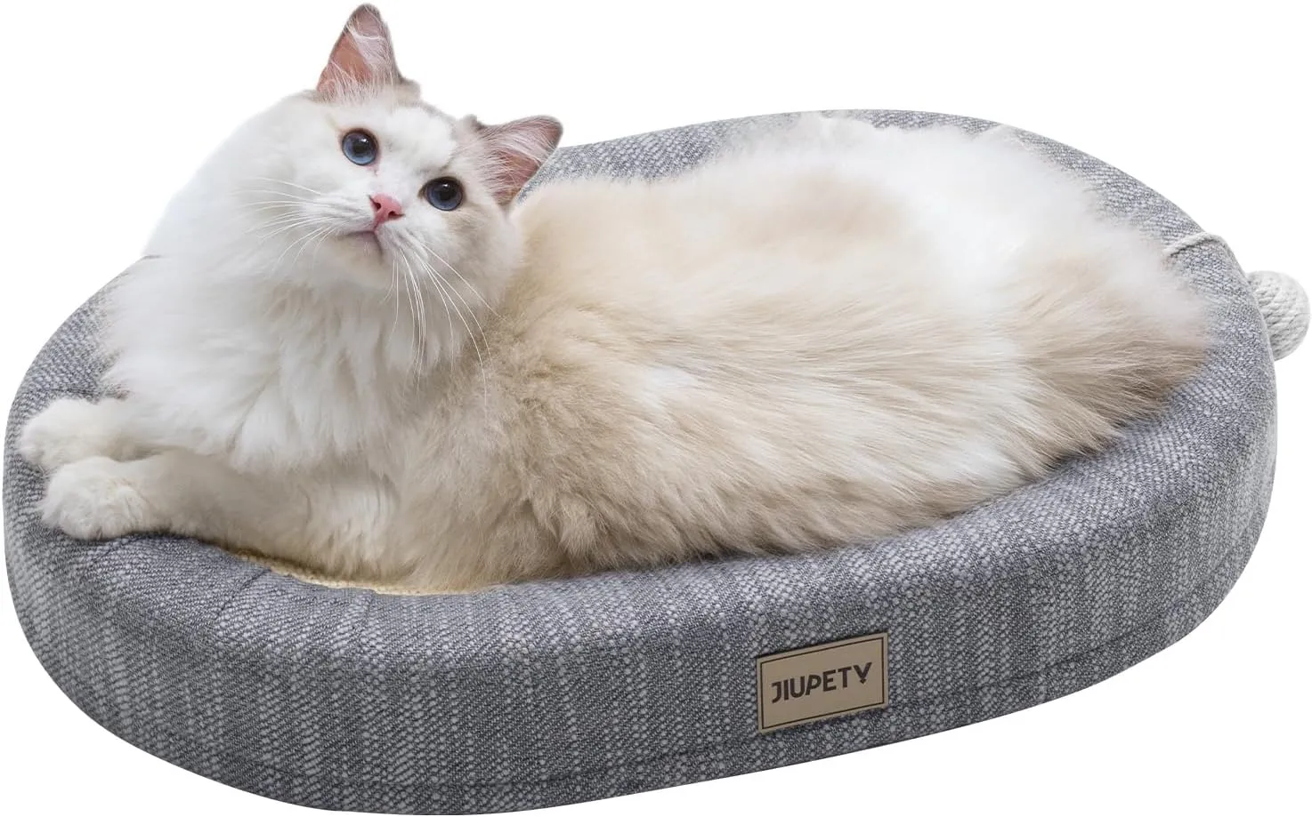 Jiupety Sisal Cat Scratcher Bed for Indoor Cats, 24" Extra Large Scratch Pad, Oval Durable Scratching Board & Lounge, 3-in-1 Cat Bed Up to 20 Lbs, Gray