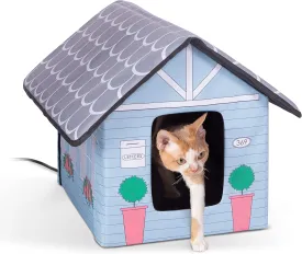 K&H Pet Products Heated Outdoor Cat House for Outside Pets in Winter, Weatherproof Outdoor House for Ferals, Insulated Kitty Shelter, 2 Doors, Waterproof Heated Cat Bed, Safety Listed - Cottage 20W