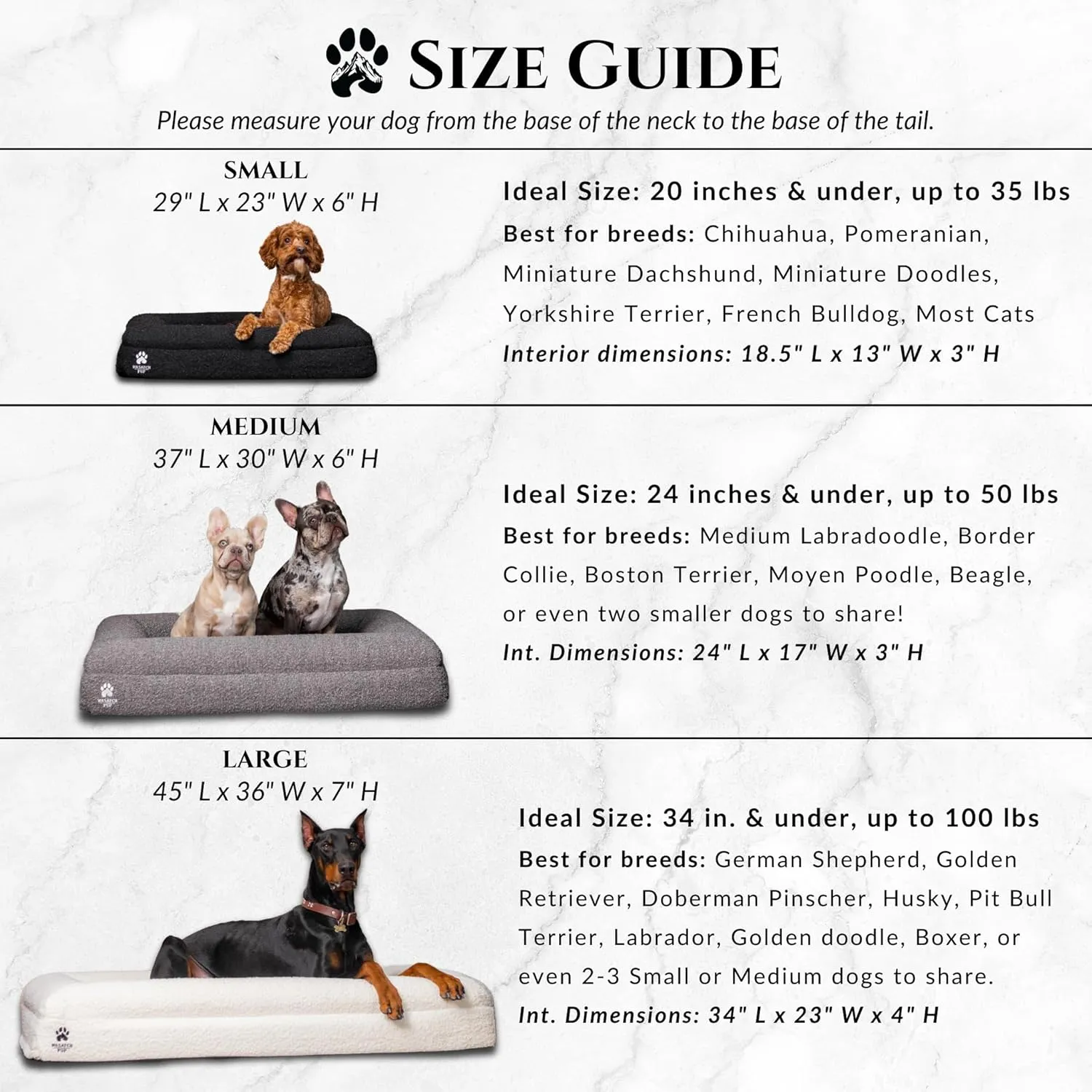 Luxury Boucle Fabric Orthopedic Large Dog Bed with Memory Foam | Breathable Comfort & Washable Dog Couch Bed with Waterproof Liner & Cover | Ideal Pet Beds for Big Dogs - Charcoal 45"x36x7