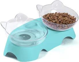 MILIFUN Cat Bowls, Cat Food Bowls Elevated Tilted, Anti Vomiting Kitty Bowl for Puppy and Bunny, Orthopedic Bowl for Indoor.(Blue)