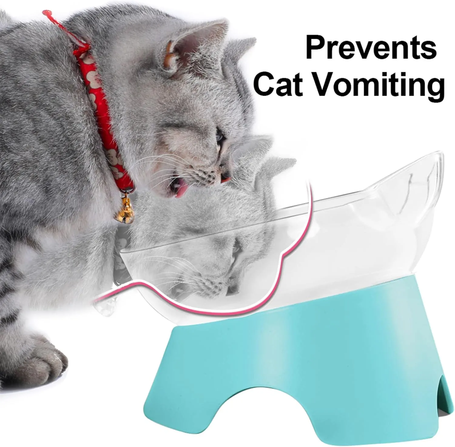 MILIFUN Cat Bowls, Cat Food Bowls Elevated Tilted, Anti Vomiting Kitty Bowl for Puppy and Bunny, Orthopedic Bowl for Indoor.(Blue)