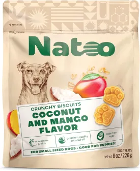 NATOO Biscuits for Small Dogs - Crunchy Treats Coconut & Mango  Healthy Natural Dog Biscuits, Rich in Omega 6, Prebiotics & Fibers, Antioxidants for Immunity (Puppies, 8 oz)