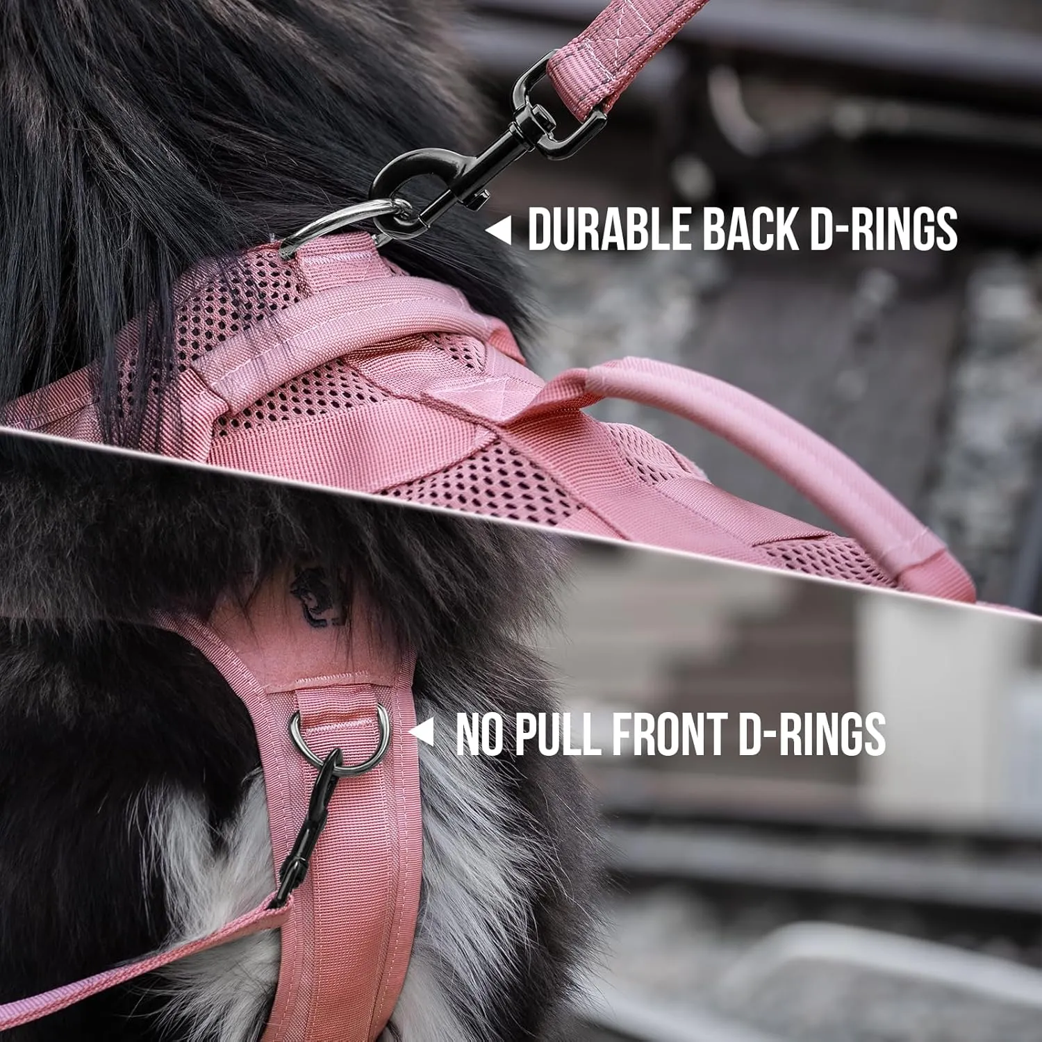 OneTigris Tactical Dog Harness for Small Dogs, No Pull Vest With Handles, Breathable Military Molle Vest for Walking Hiking Training (Pink, XS)
