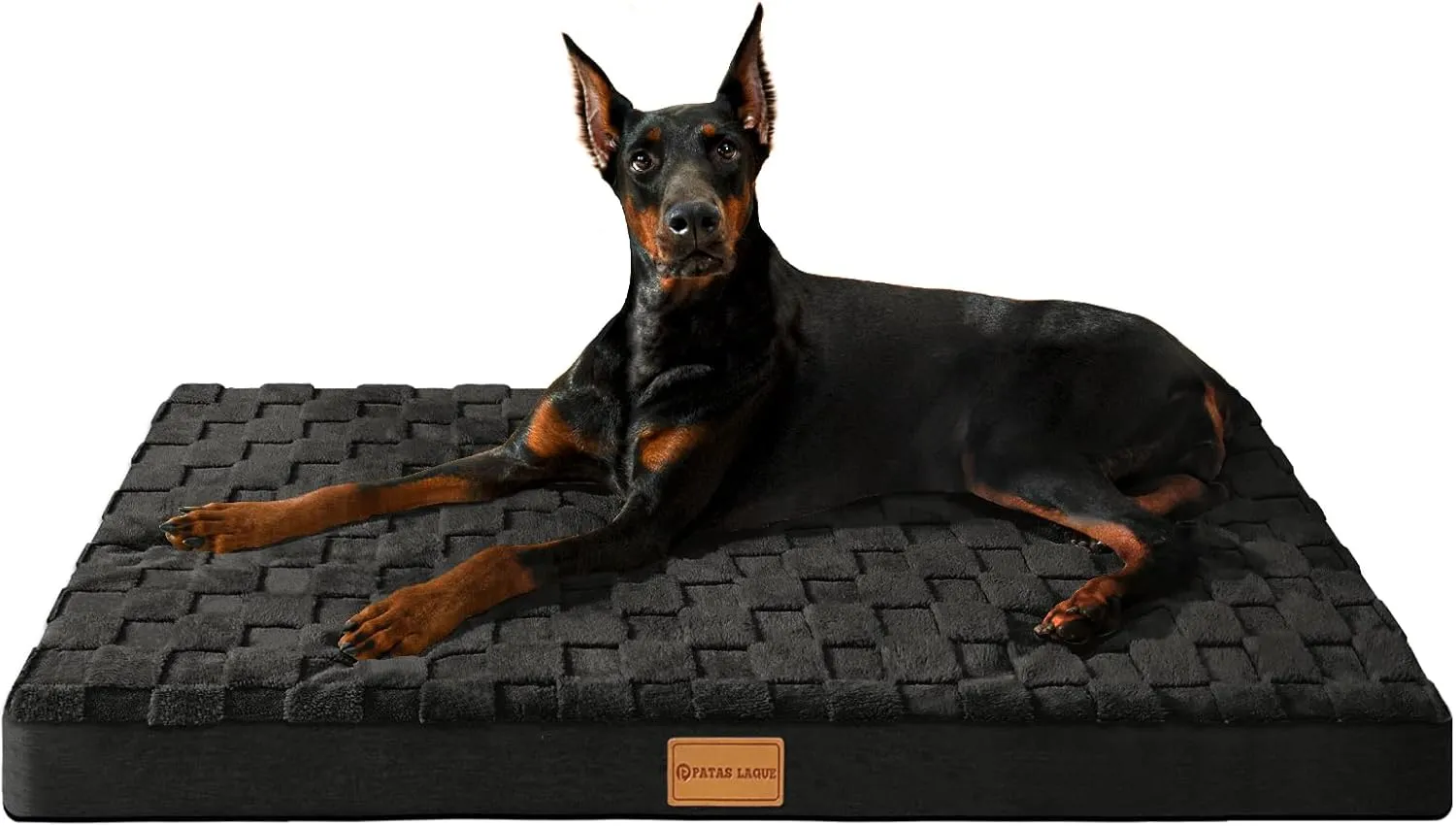 Patas Lague Orthopedic XXL Dog Bed for Extra Large Dogs 48''X30'', Waterproof Soft Warm Comfortable Egg Crate Foam Big Large Pet Beds Mat with Removable Washable Cover and Nonskid Bottom, Black